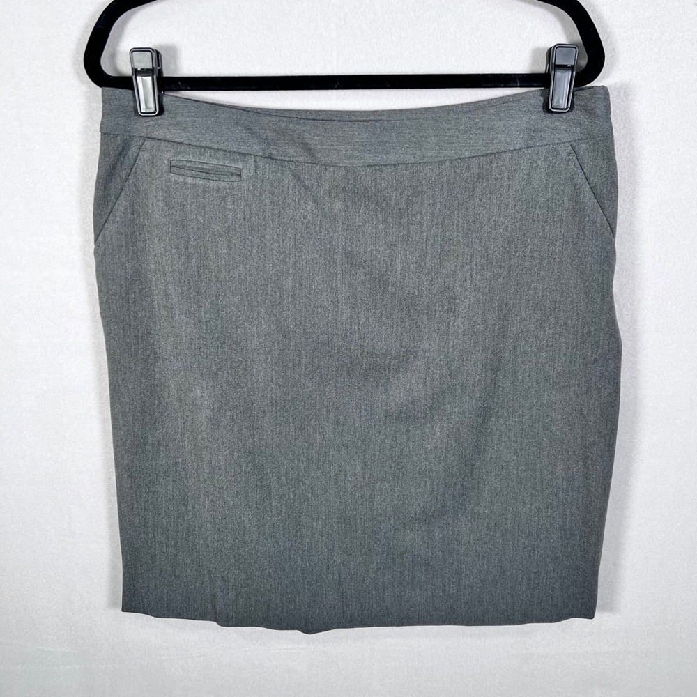 Eddie Bauer Gray Pencil‎ Skirt Twill Career Business Lined Pockets 12 PETITE
